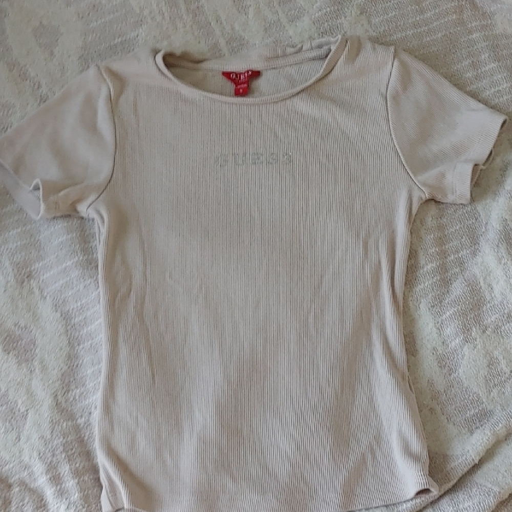 Guess Beige Ribbed Tee